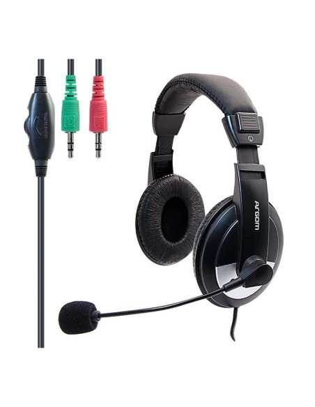 AUDIFONO ESTEREO ARGOM CON MICROFONO 3.5 MM NEGRO