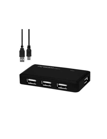 ADAPTADOR ARGOM USB 2.0 MACHO A 4 PUERTOS USB 2.0 HEMBRA NEGRO