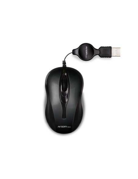 MOUSE USB ARGOM OPTICO RETRACTIL 1000DPI NEGRO