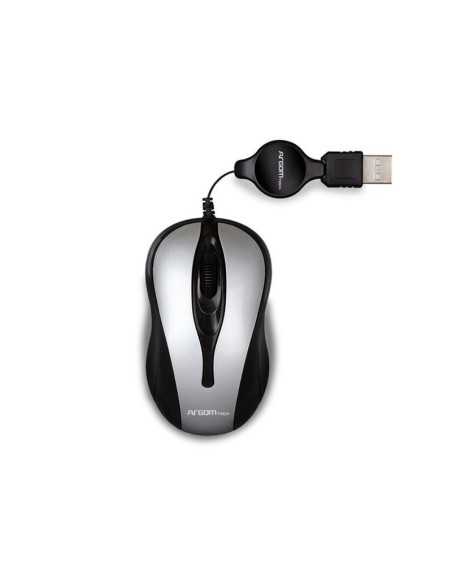 MOUSE USB ARGOM OPTICO RETRACTIL 1000DPI GRIS