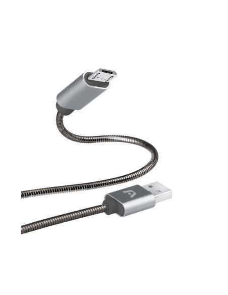 CABLE ARGOM MICRO USB A USB 2.0 DURA SPRING TRENZADO DE GRIS
