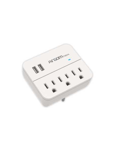 PROTECTOR DE VOLTAGE ARGOM 3 SALIDAS 2 USB BLANCO