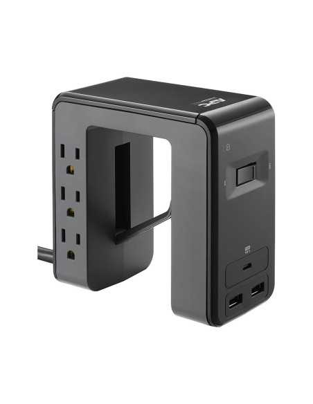 SUPRESOR PICOS APC 6 SALIDAS 2 PUERTOS USB 1 PUERTO TIPO C 120V NEGRO