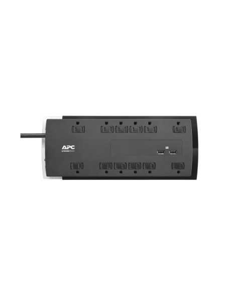 SUPRESOR PICOS APC 12 SALIDAS 2 PUERTOS USB 120V NEGRO