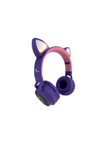 AUDIFONO ESTEREO XTECH PARA NIÑOS 3.5 MM / BLUETOOTH  SD MORADO CON ROSA