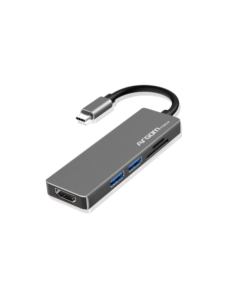 ADAPTADOR ARGOM USB TIPO C MACHO A USB 2.0 / USB 3.0 / HDMI / MICRO SD HEMBRA NEGRO