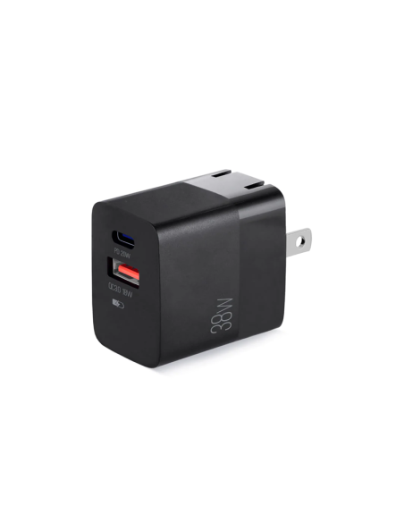 ADAPTADOR ARGOM DE CORRIENTE PD TIPO C, USB 3.0 CARGA RAPIDA NEGRO