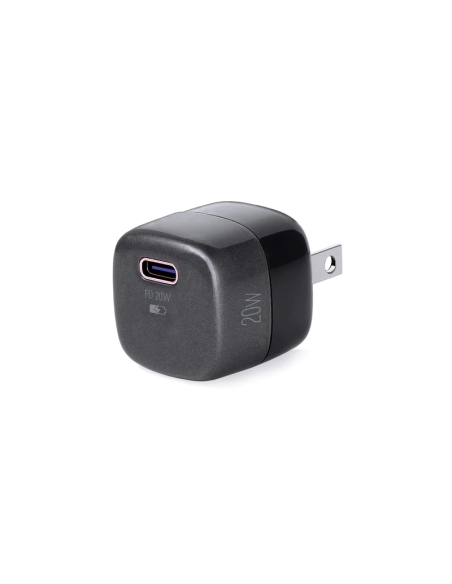 ADAPTADOR ARGOM DE CORRIENTE PD TIPO C, USB CARGA RAPIDA NEGRO