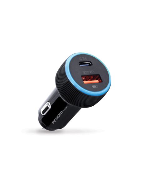 ADAPTADOR ARGOM PARA CARRO 1 PUERTO USB TIPO C Y 1 PUERTO USB 3.0
