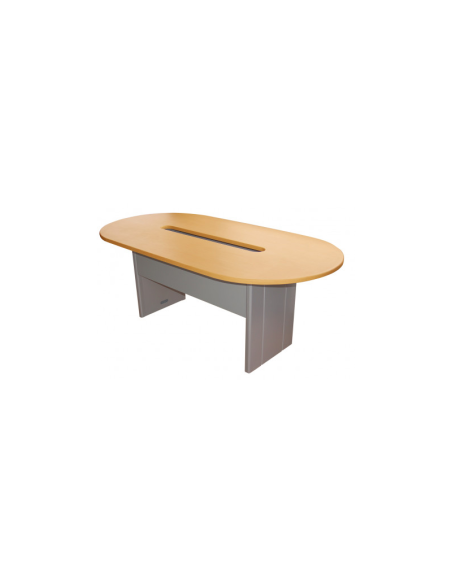 MESA CONFERENCIA EURO OVALADA CON RANURA AL CENTRO 2.40 X 1.20 MTS NEGRO MAPLE