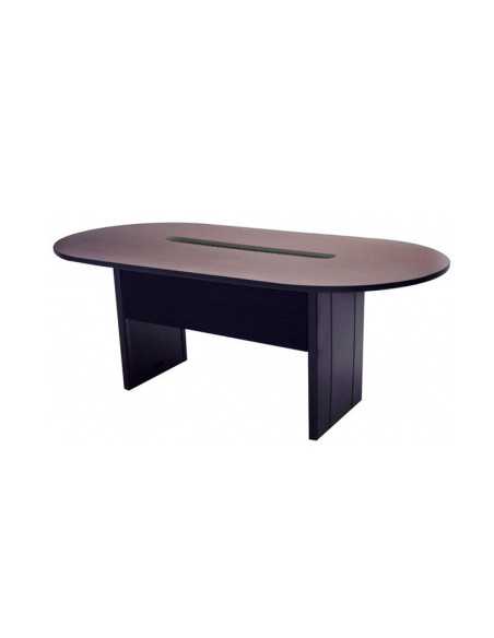 MESA CONFERENCIA EURO OVALADA CON RANURA AL CENTRO 2.40 X 1.20 MTS NEGRO HAYA