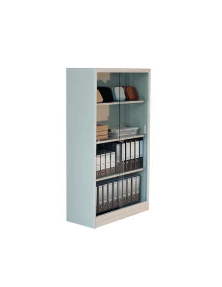 LIBRERO MEDIANO PUERTA DE VIDRIO 1.20 X 0.89 X 0.39 MTS BEIGE