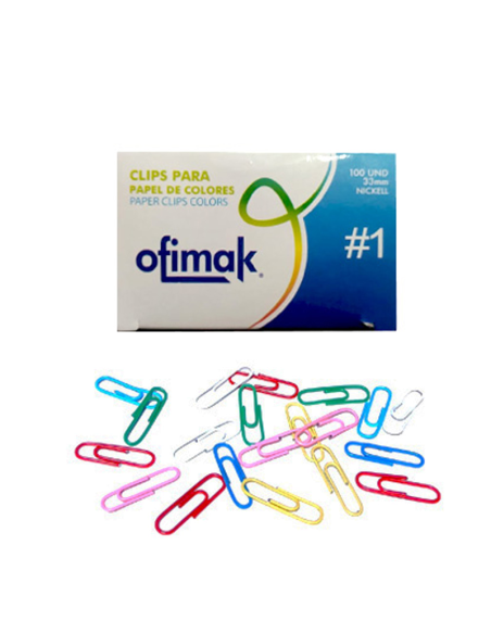 CLIP NUMERO no.1 OFIMAK 3325 33 MM 100 UNIDADES COLORES