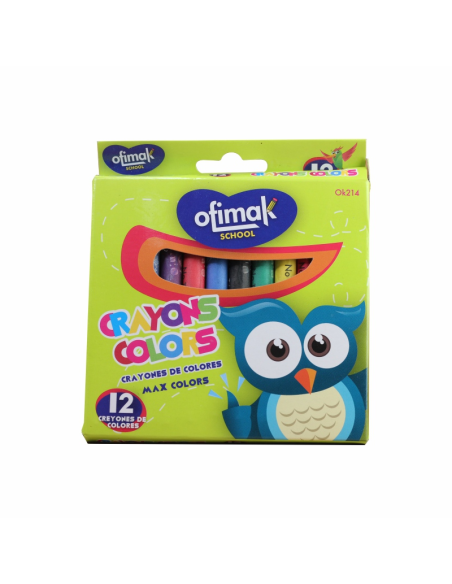 CRAYOLA DE CERA ESCOLAR OFIMAK 12 PIEZAS
