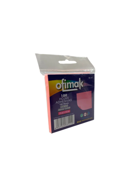 NOTAS AUTOADHESIVAS OFIMAK ROSADO NEON 75 MM X 75 MM
