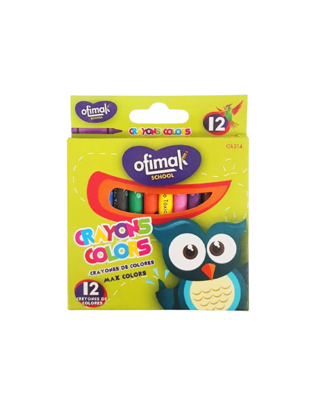 CRAYOLA DE CERA ESCOLAR OFIMAK 8 PIEZAS JUMBO