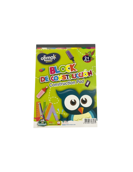BLOCK DE CONSTRUCCION OFIMAK 9" X 12" COLORES SURTIDOS 24 HOJAS