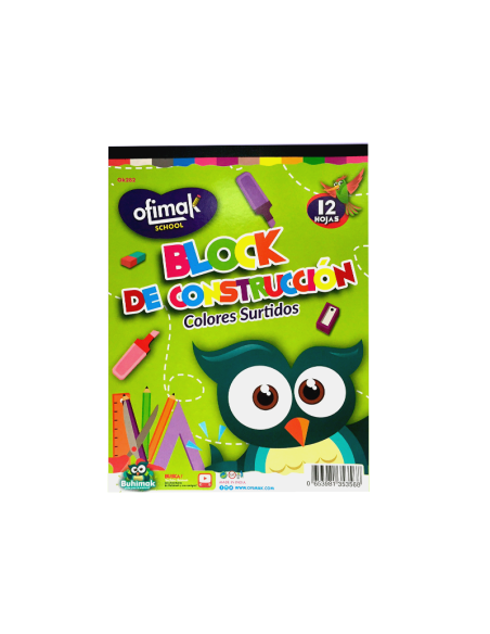 BLOCK DE CONSTRUCCION OFIMAK 9" X 12" COLORES SURTIDOS 48 HOJAS