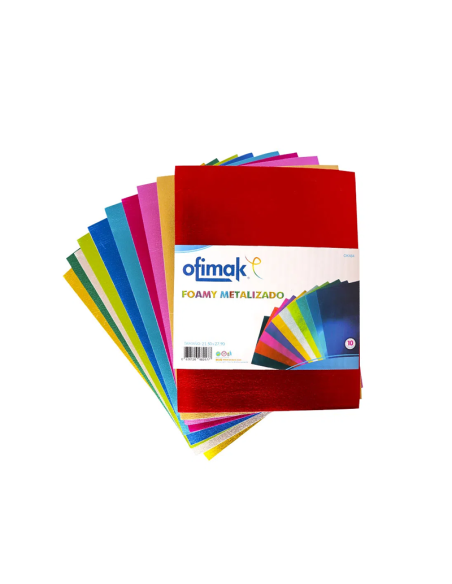 FOAMY METALIZADO OFIMAK COLORES SURTIDO 21.5X27.9 CM 10 PIEZAS