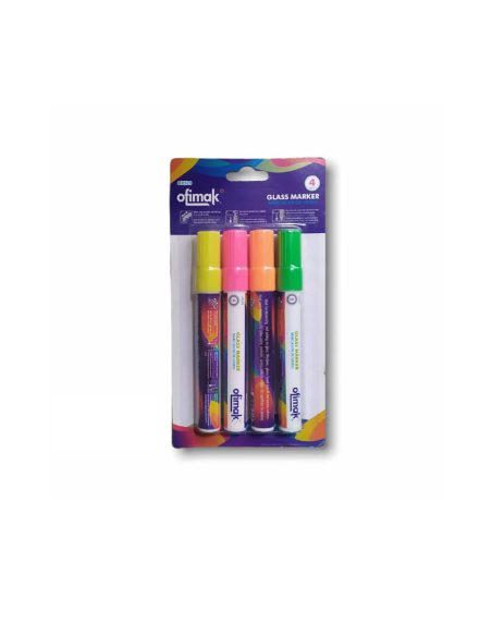 MARCADOR PARA VIDRIO OFIMAK BLISTER 4 PIEZAS