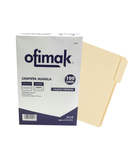 FOLDER MANILA OFIMAK TAMAÑO CARTA 100 UNIDADES