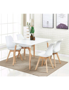 JUEGO DE COMEDOR LIVENO COSMO 4 SILLAS BLANCO