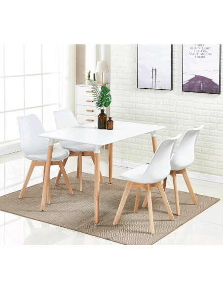 JUEGO DE COMEDOR LIVENO COSMO 4 SILLAS BLANCO
