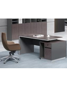 ESCRITORIO SEMI EJECUTIVO LIVENO CON GABINETE DE 1 GAVETA 1 PUERTA 1.80 X 0.80 X 0.76 MTS EBANO OAK/GRIS