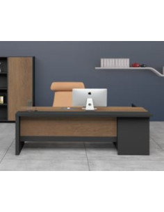 ESCRITORIO EJECUTIVO LIVENO CON GABINETE DE 3 GAVETAS 2 REPIZAS 1.40 X 1.40 X 0.75 MTS CAFE CLARO OAK/NEGRO