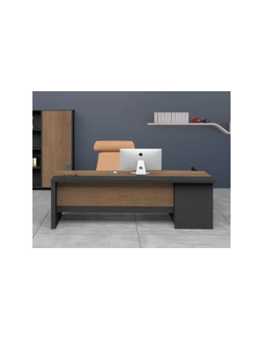 ESCRITORIO EJECUTIVO LIVENO CON GABINETE DE 3 GAVETAS 2 REPIZAS 1.40 X 1.40 X 0.75 MTS CAFE CLARO OAK/NEGRO