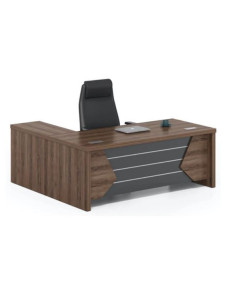 ESCRITORIO EJECUTIVO LIVENO CON GABINETE DE 2 PUERTAS 1.60 X 1.60 X 0.75 MTS EBANO/GRIS