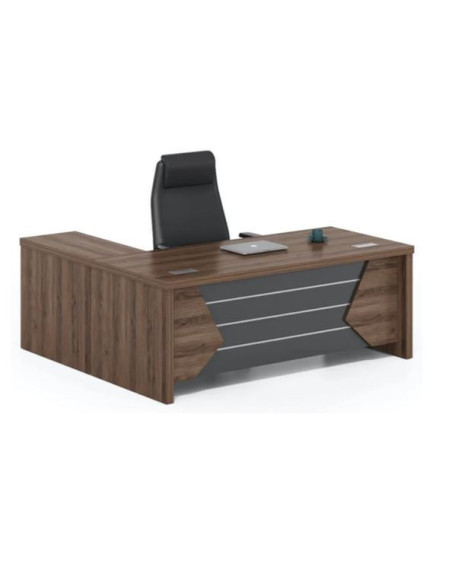 ESCRITORIO EJECUTIVO LIVENO CON GABINETE DE 2 PUERTAS 1.60 X 1.60 X 0.75 MTS EBANO/GRIS