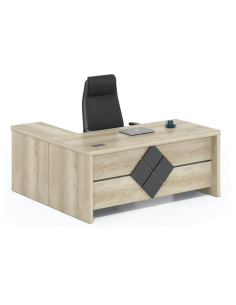 ESCRITORIO EJECUTIVO LIVENO CON GABINETE DE 2 PUERTAS 1.60 X 1.60 X 0.75 MTS BEIGE/GRIS