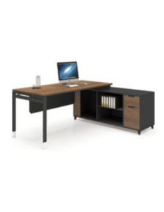ESCRITORIO EJECUTIVO LIVENO CON GABINETE DE 2 GAVETAS 3 REPIZAS 1.60 X 1.60 X 0.75 MTS CAFE CLARO /NEGRO