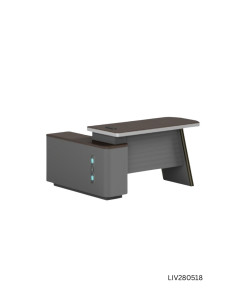 ESCRITORIO EJECUTIVO LIVENO CON GABINETE DE 1 GAVETA 2 REPIZAS 1 PUERTA 1.80 X 1.60 X 0.76 MTS EBANO/GRIS