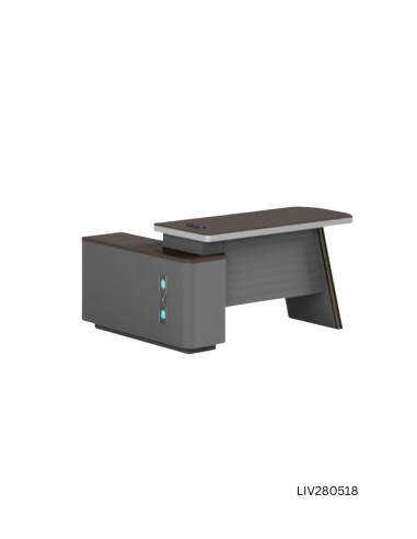 ESCRITORIO EJECUTIVO LIVENO CON GABINETE DE 1 GAVETA 2 REPIZAS 1 PUERTA 1.80 X 1.60 X 0.76 MTS EBANO/GRIS